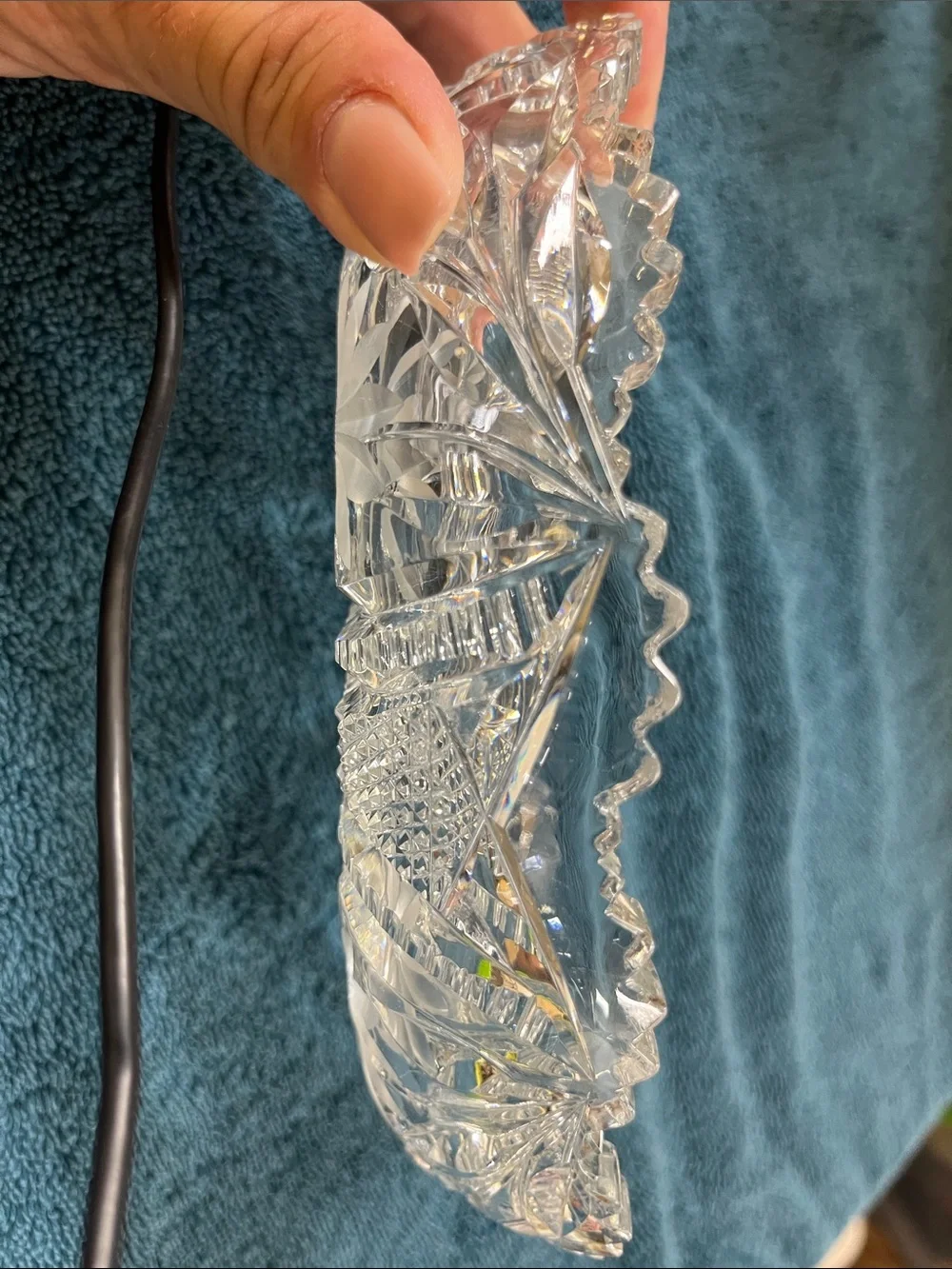 Antique clear glass oval serving dish
